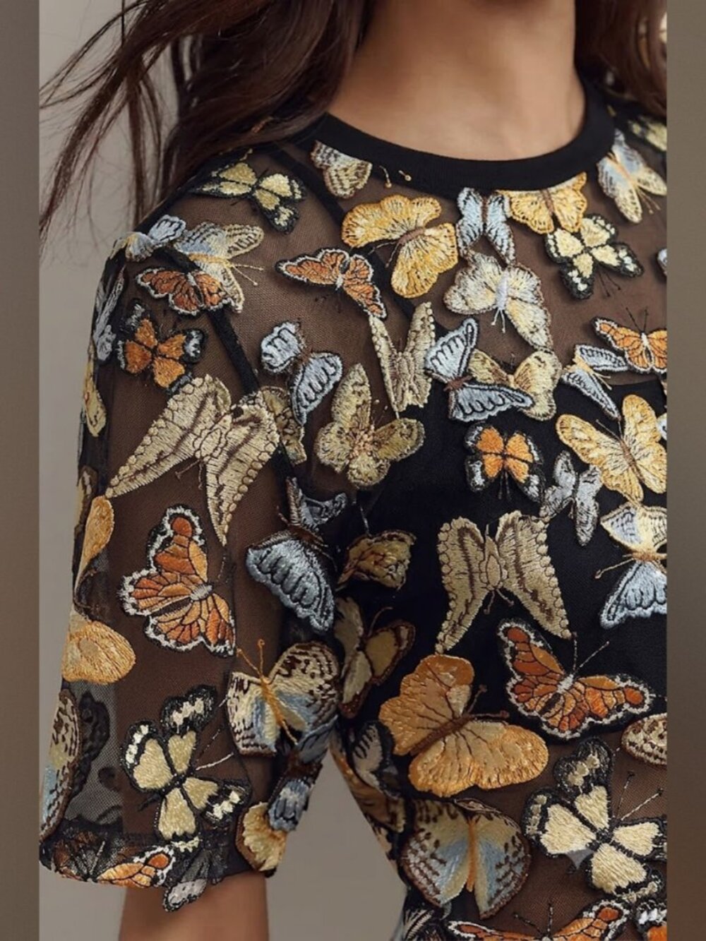 Dolan 3D Butterfly Sheer T-Shirt NWOT - Picture 4 of 8